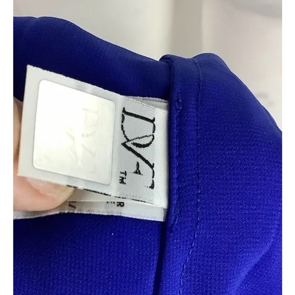 Diane Von Furstenberg Sz 0 100% Silk Aria Tunic Dress Blue Geomtric Print - Picture 7 of 9